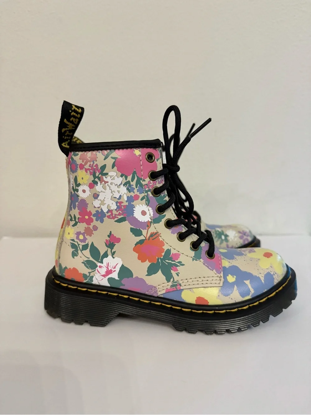 Dr. Martens 1460 Kids Floral Mash Up Leather Lace Boots